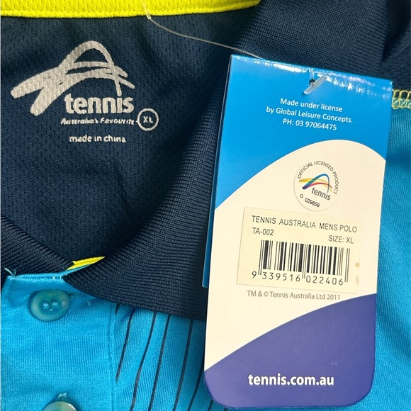 Official Tennis Australia Men’s Polo Shirt - Size XL - Blue/Neon - NWT Authentic - Picture 4 of 8